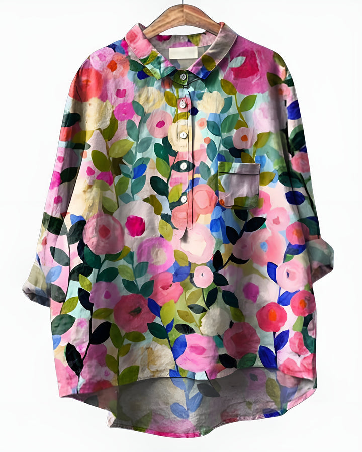 Kelyvandra | Floral Print Button Front Blouse