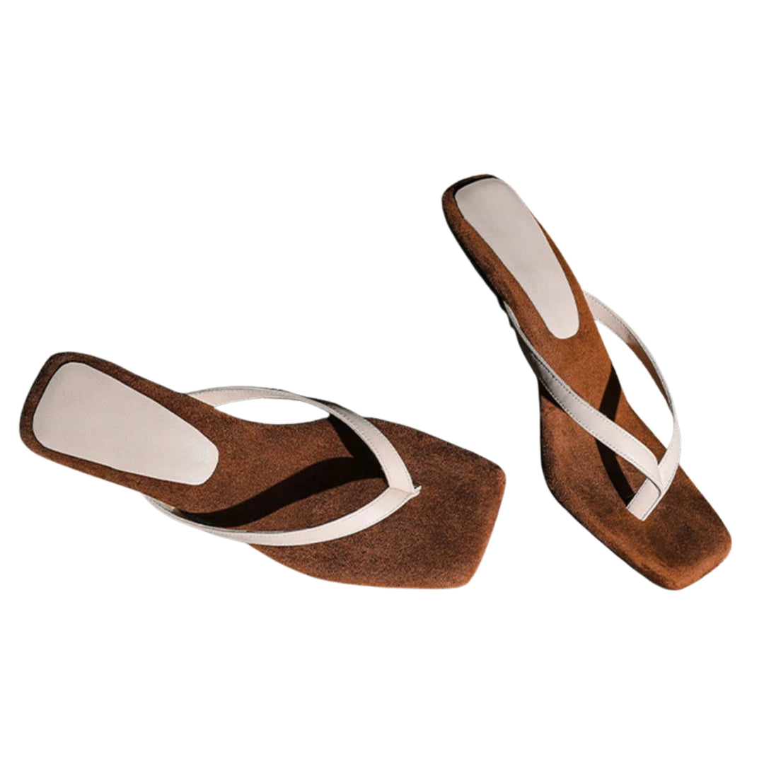 Keturah | Square Toe Thong Sandals with Slim Straps