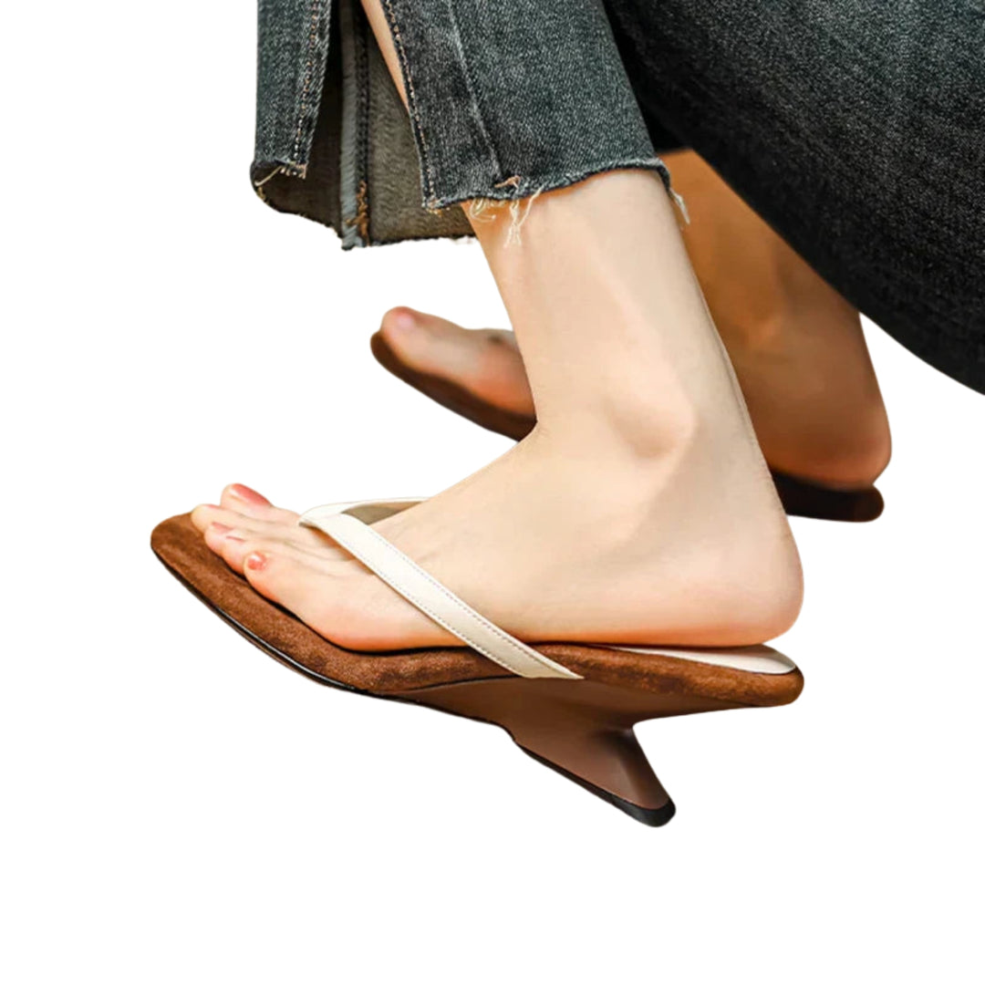 Keturah | Square Toe Thong Sandals with Slim Straps