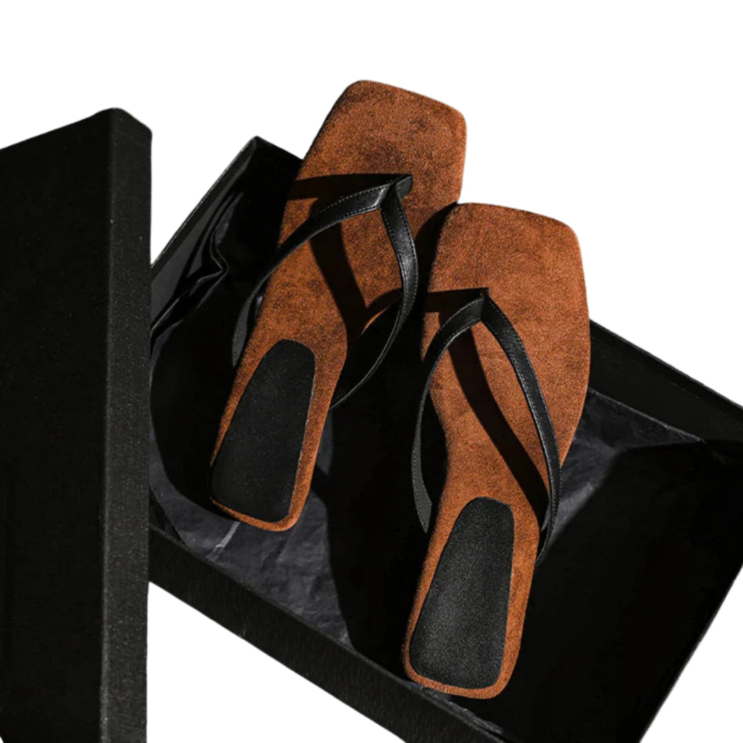 Keturah | Square Toe Thong Sandals with Slim Straps