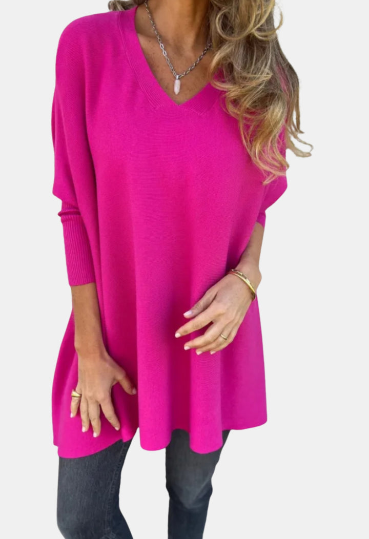 Lainey | Oversized V Neck Knit Sweater