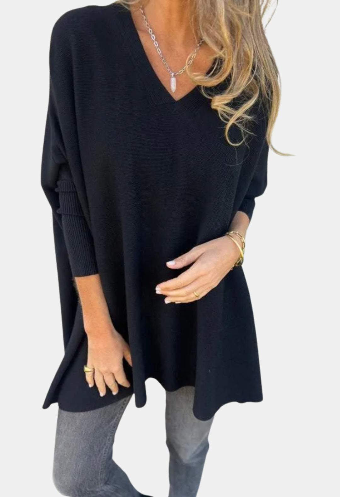 Lainey | Oversized V Neck Knit Sweater