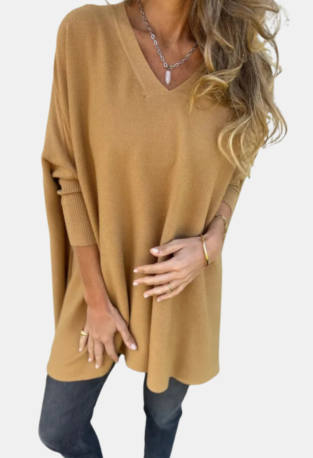 Lainey | Oversized V Neck Knit Sweater