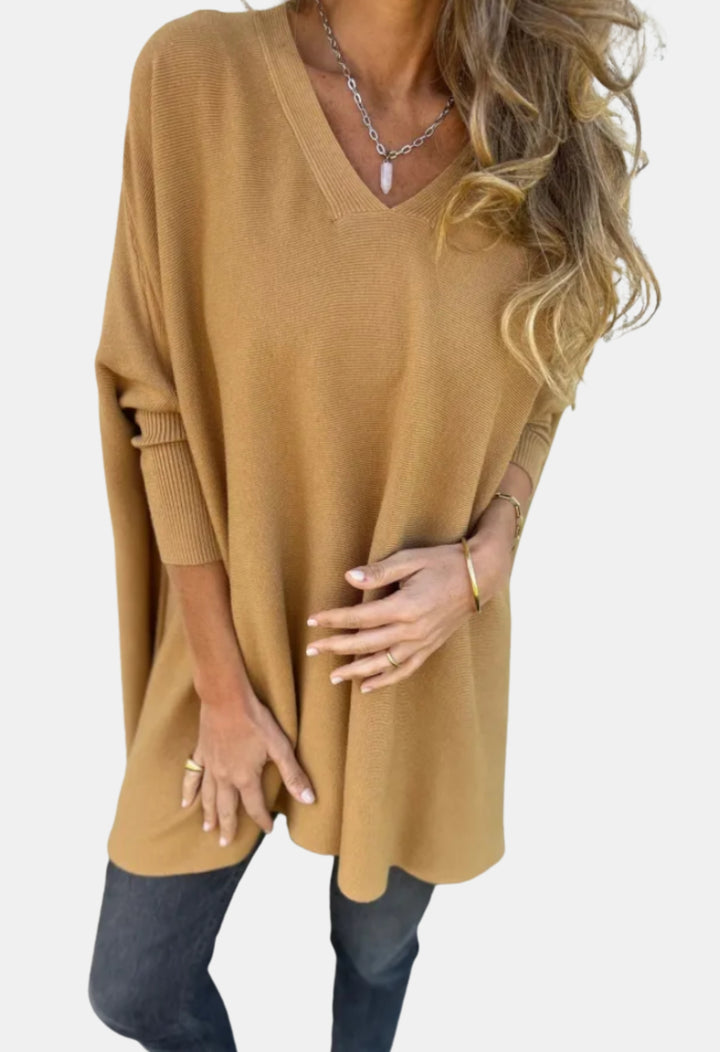 Lainey | Oversized V Neck Knit Sweater