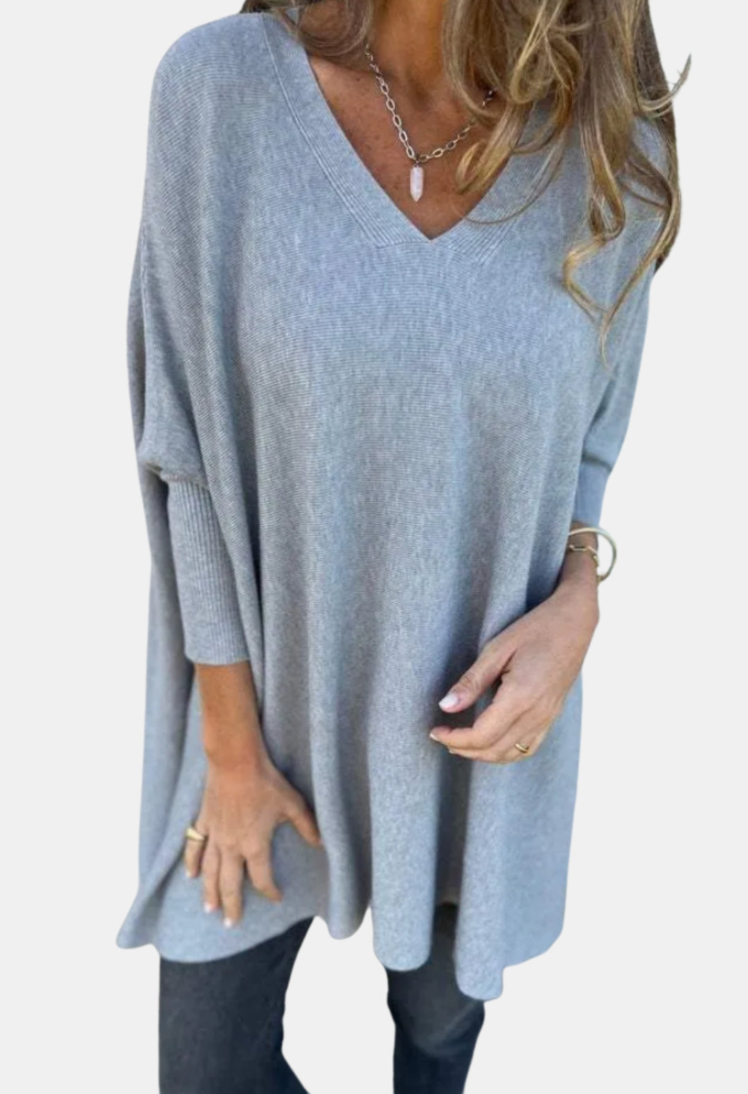 Lainey | Oversized V Neck Knit Sweater