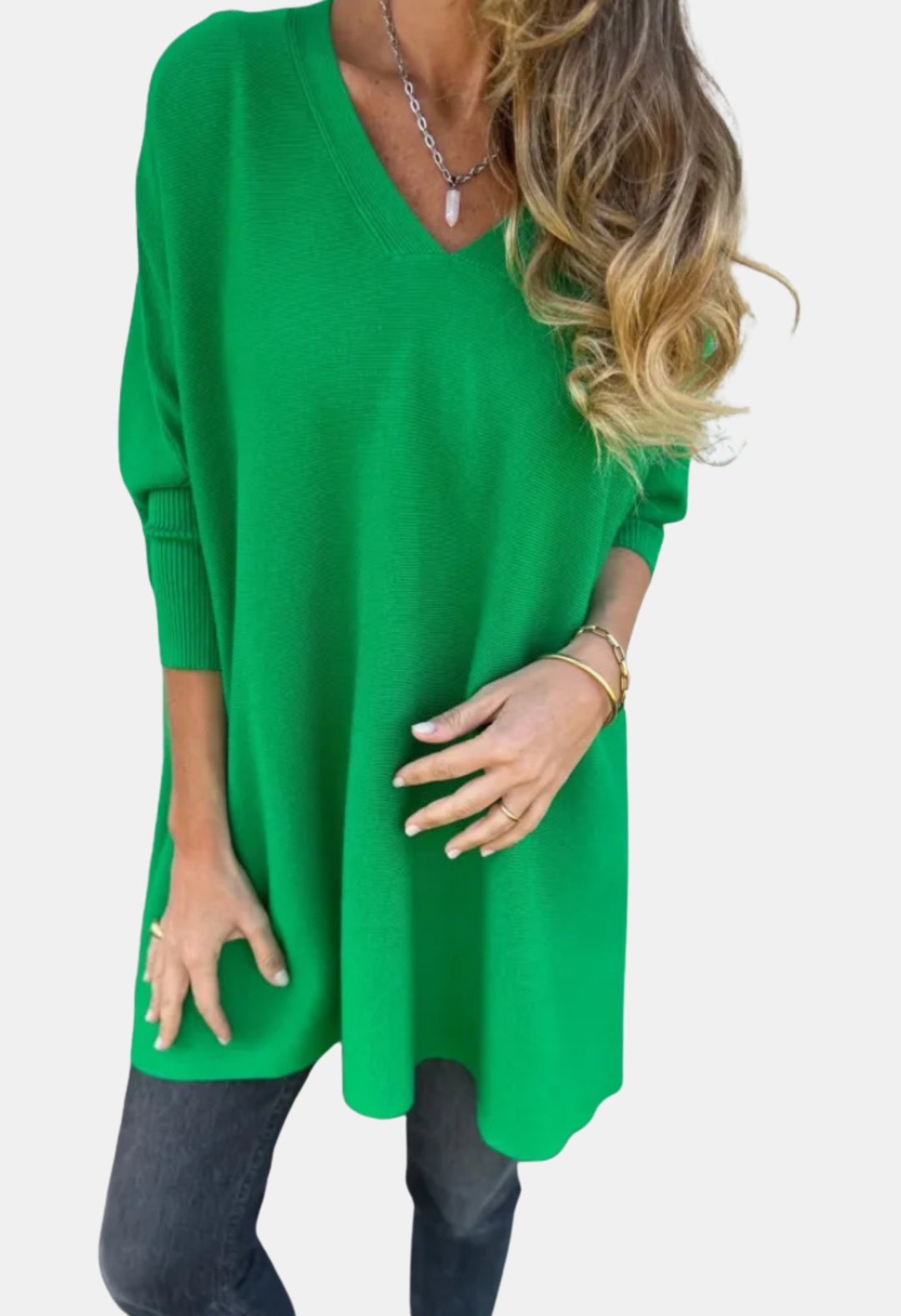 Lainey | Oversized V Neck Knit Sweater