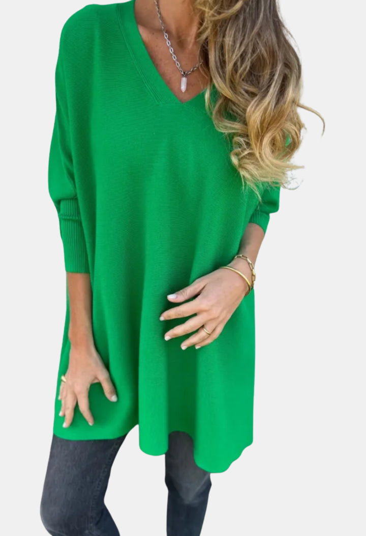 Lainey | Oversized V Neck Knit Sweater