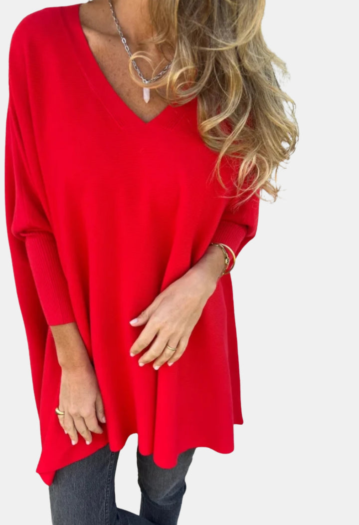 Lainey | Oversized V Neck Knit Sweater