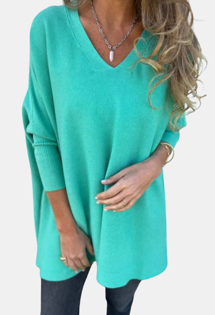 Lainey | Oversized V Neck Knit Sweater