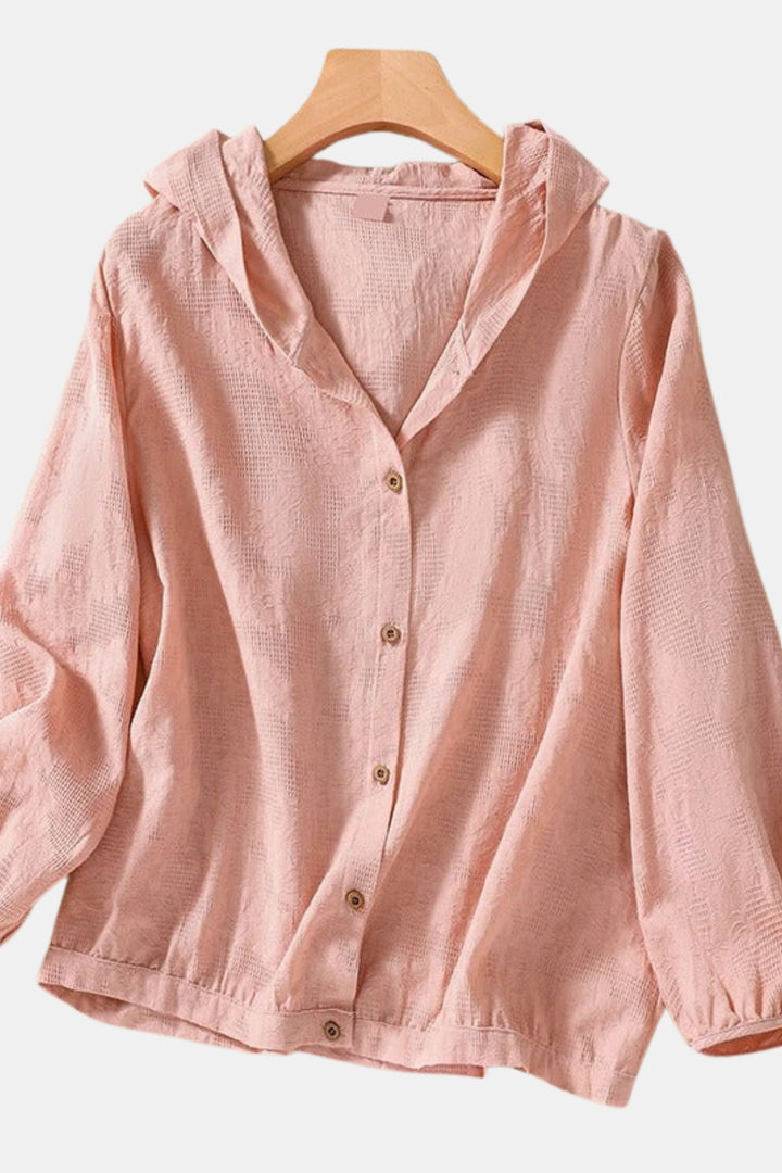 Larellea | Airy Hooded Button Up Blouse