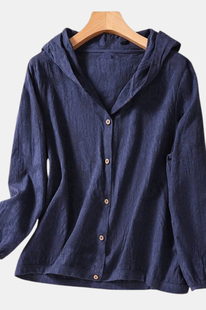 Larellea | Airy Hooded Button Up Blouse