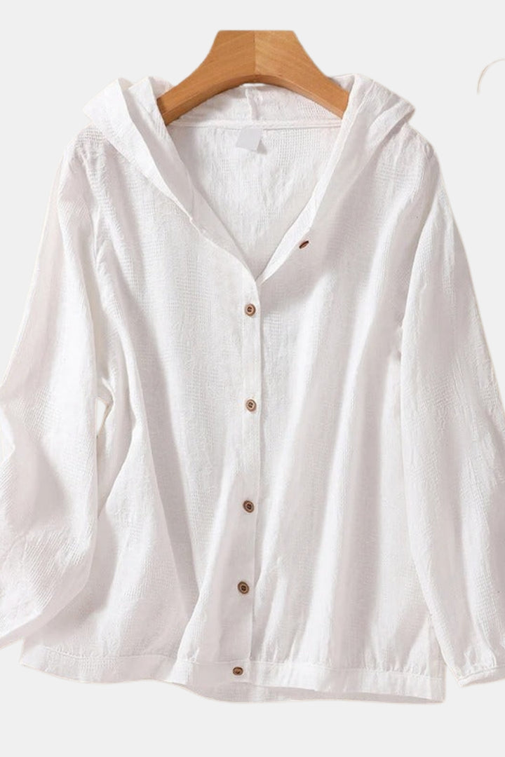 Larellea | Airy Hooded Button Up Blouse