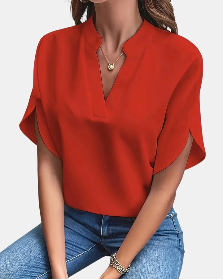 Laryzella | Chic V Neck Cap Sleeve Blouse