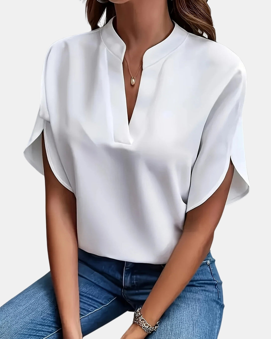 Laryzella | Chic V Neck Cap Sleeve Blouse