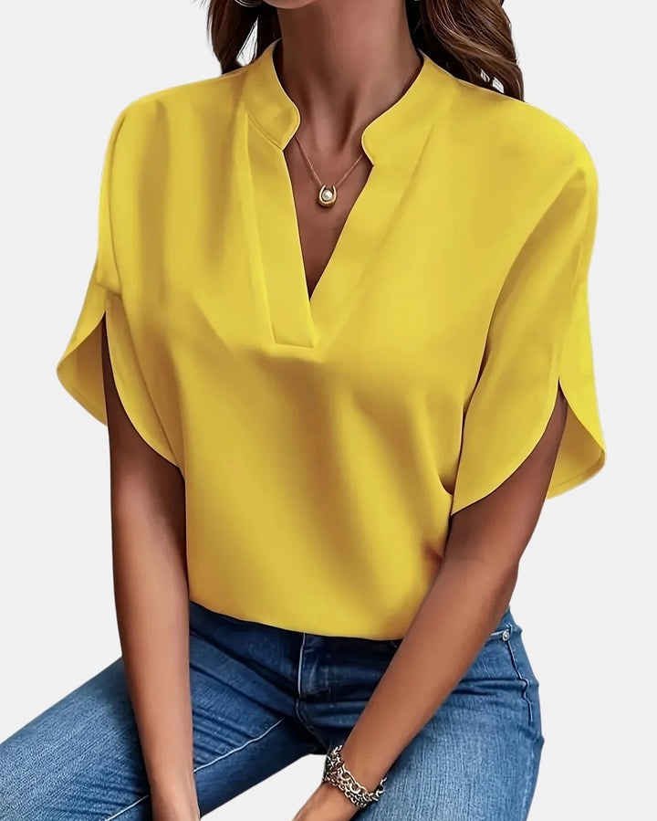 Laryzella | Chic V Neck Cap Sleeve Blouse