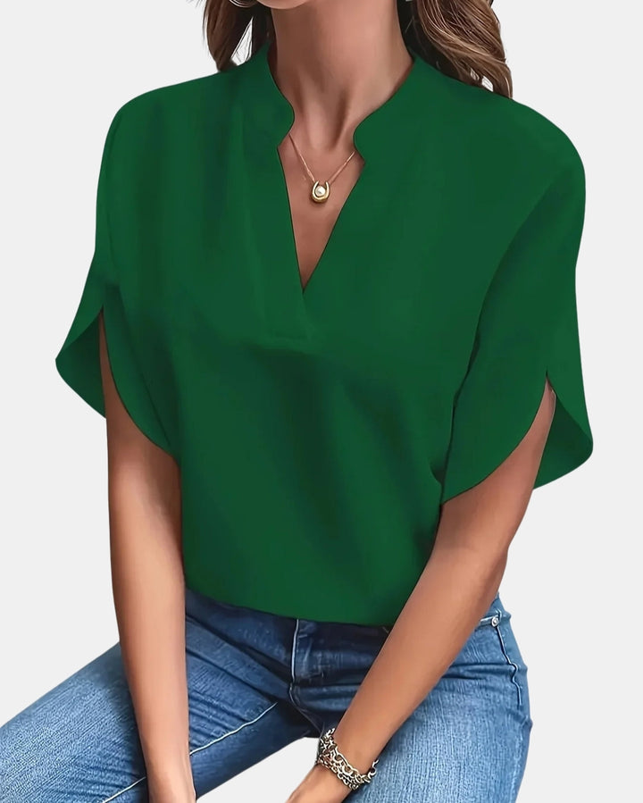 Laryzella | Chic V Neck Cap Sleeve Blouse