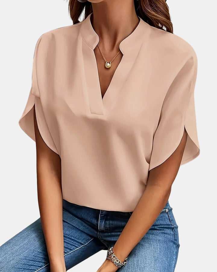 Laryzella | Chic V Neck Cap Sleeve Blouse
