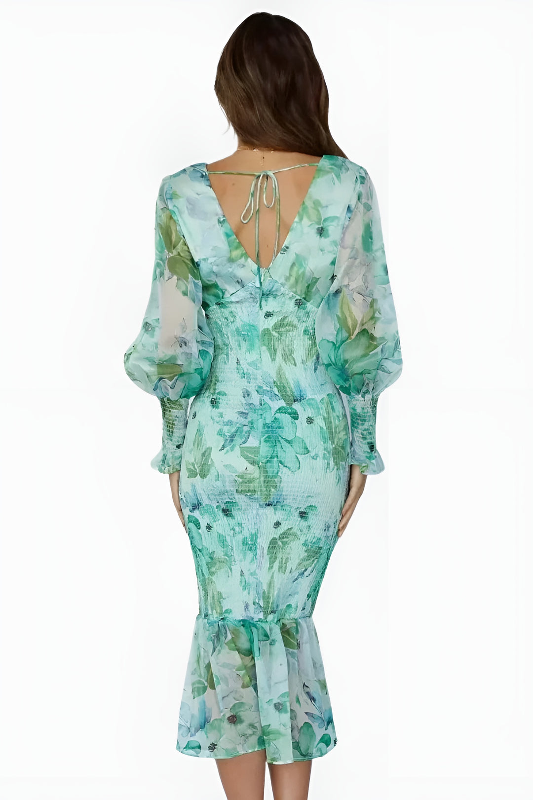 Lavyndora | Wedding Guest Floral Midi Dress with Open Back
