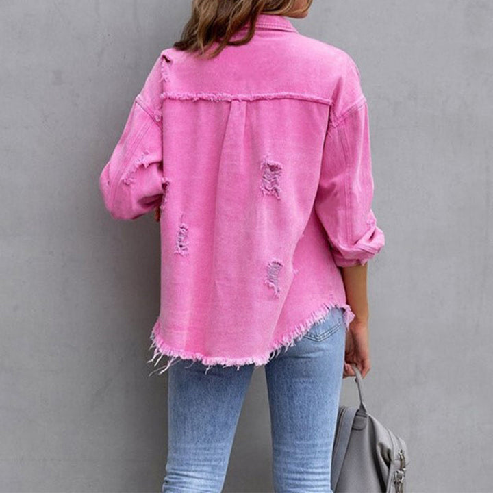 Laysyn | Distressed Denim Jacket with Frayed Detail