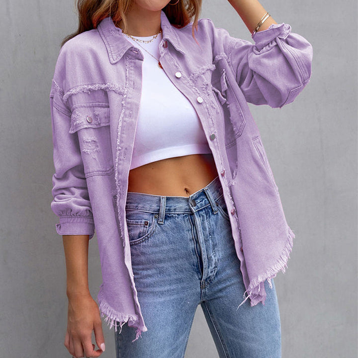 Laysyn | Distressed Denim Jacket with Frayed Detail