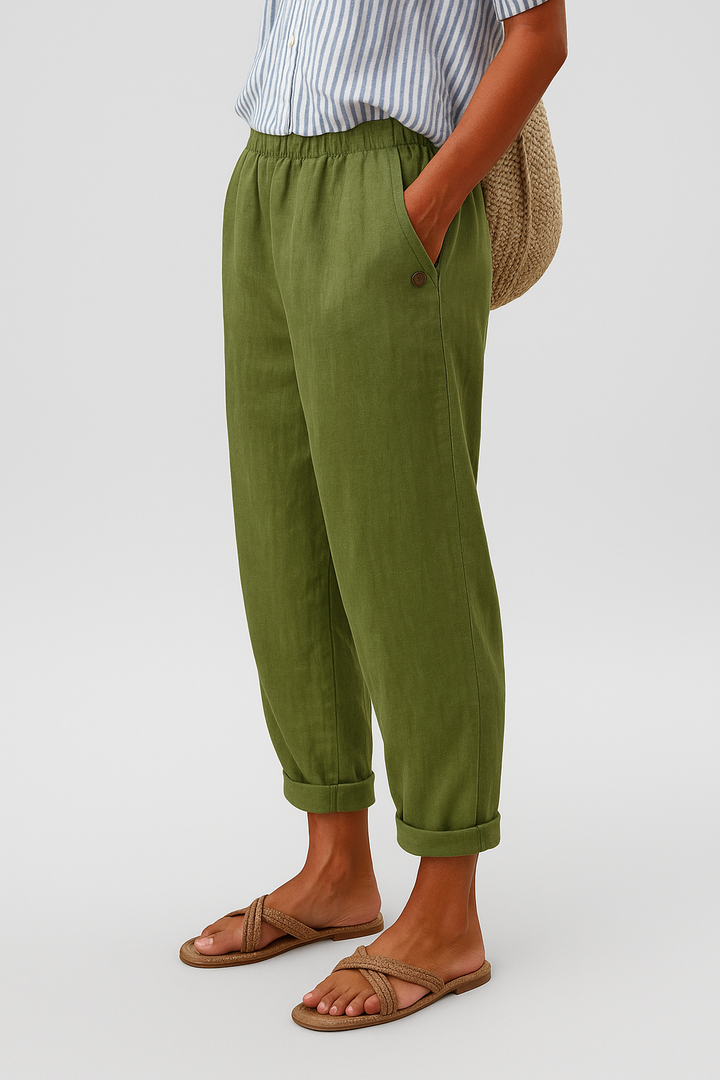 Lena | Relaxed Cropped Pants With Elastic Waist