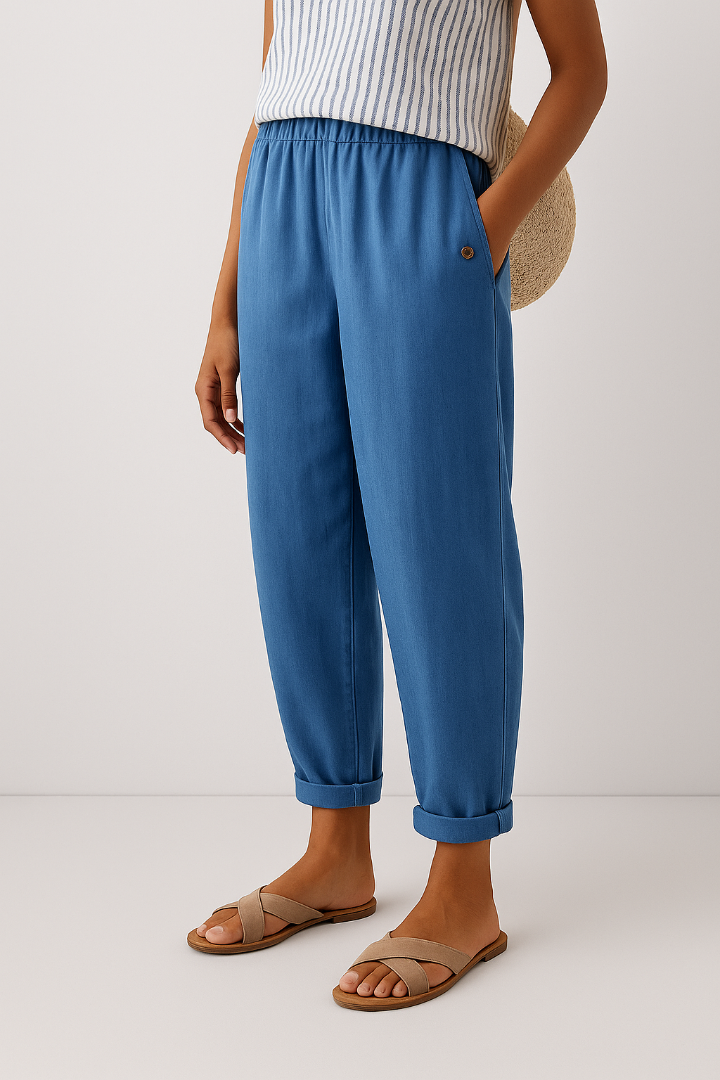 Lena | Relaxed Cropped Pants With Elastic Waist