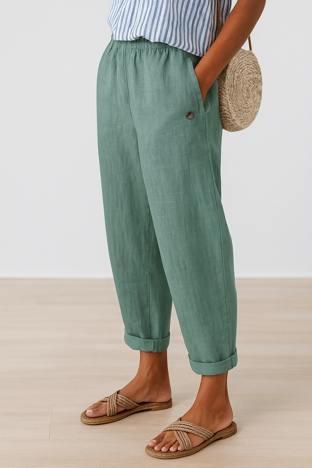 Lena | Relaxed Cropped Pants With Elastic Waist