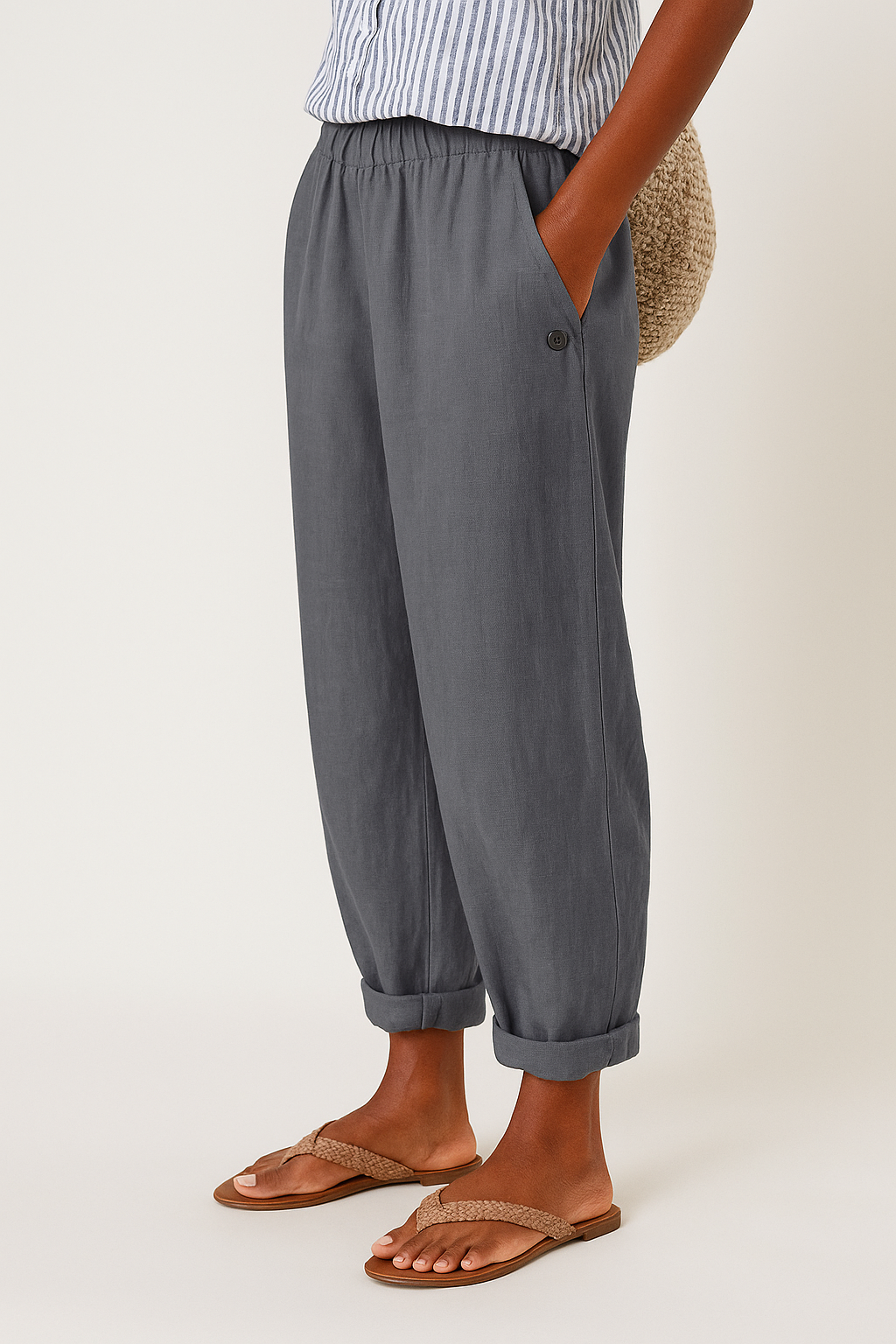 Lena | Relaxed Cropped Pants With Elastic Waist