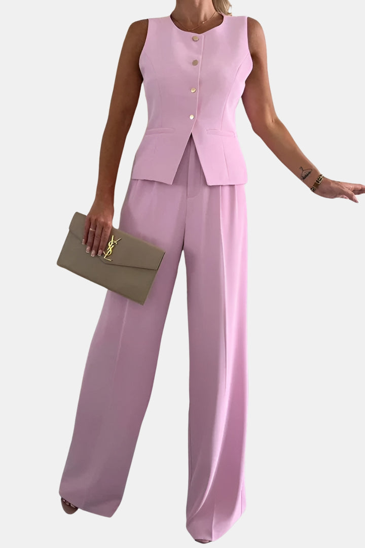 Leona | Structured Vest and Wide-Leg Pants Set