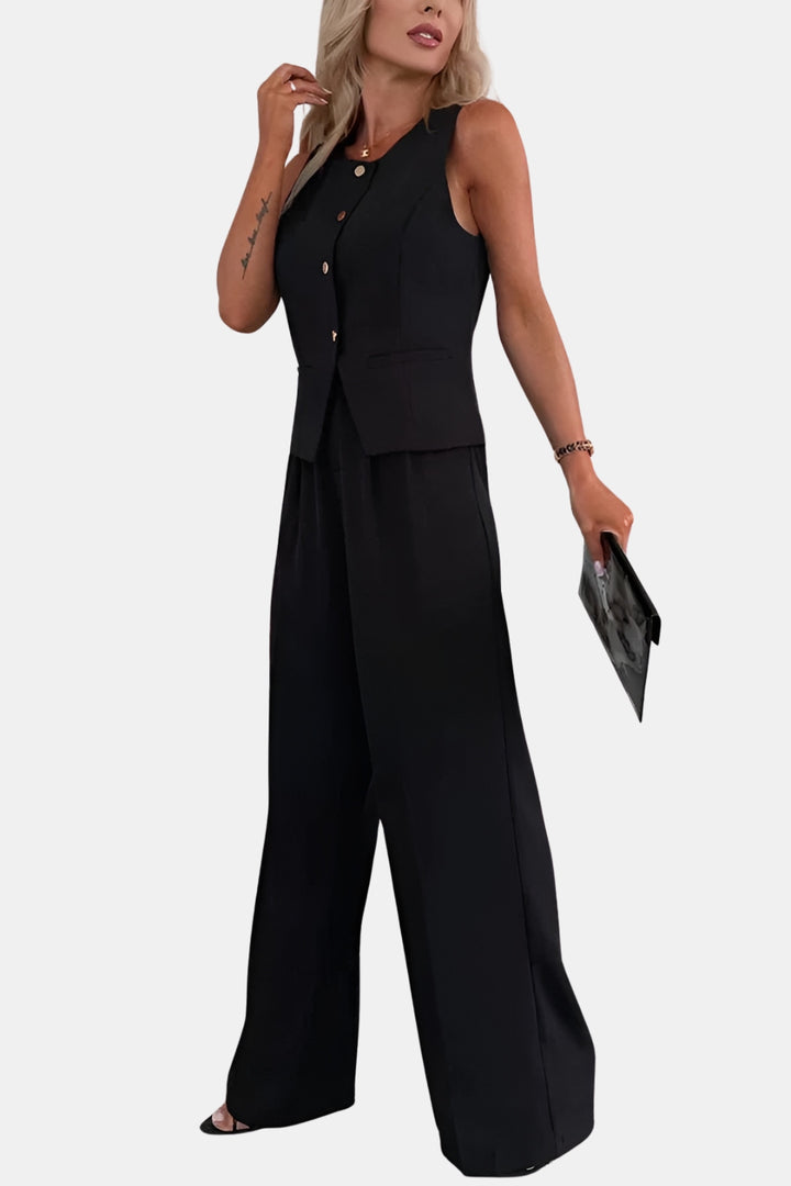 Leona | Structured Vest and Wide-Leg Pants Set
