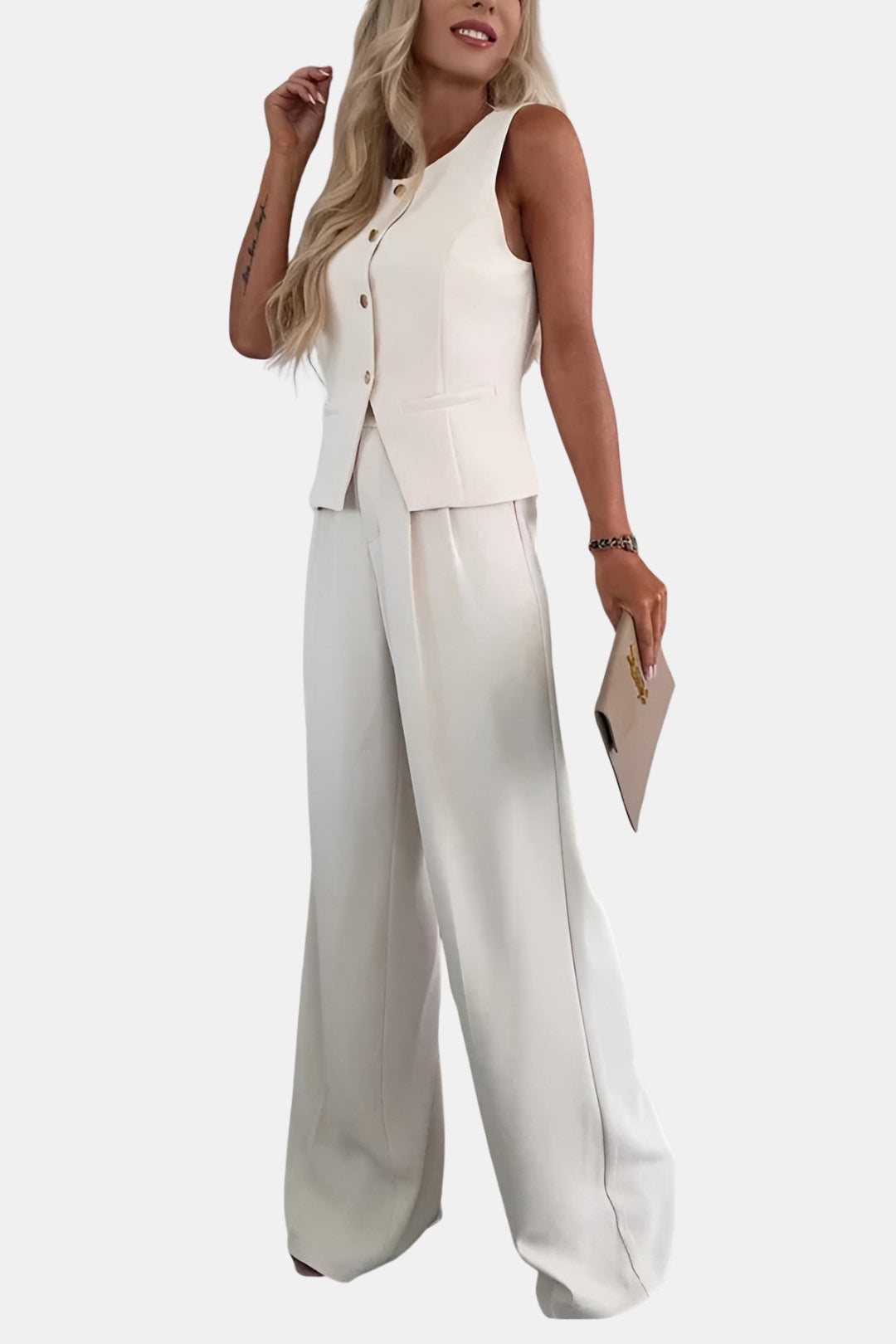 Leona | Structured Vest and Wide-Leg Pants Set