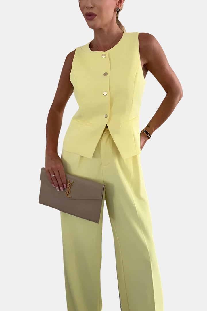 Leona | Structured Vest and Wide-Leg Pants Set