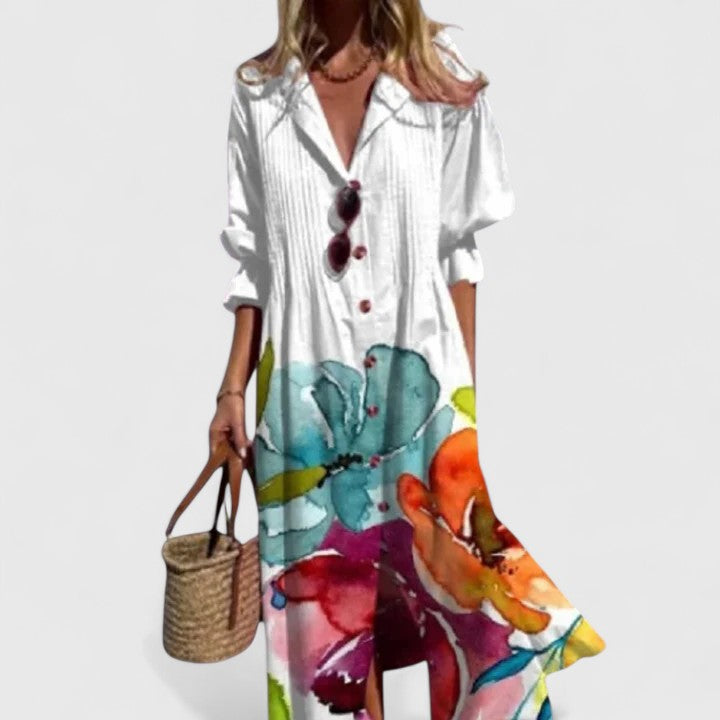 Lila | Bohemian Button Front Maxi Dress