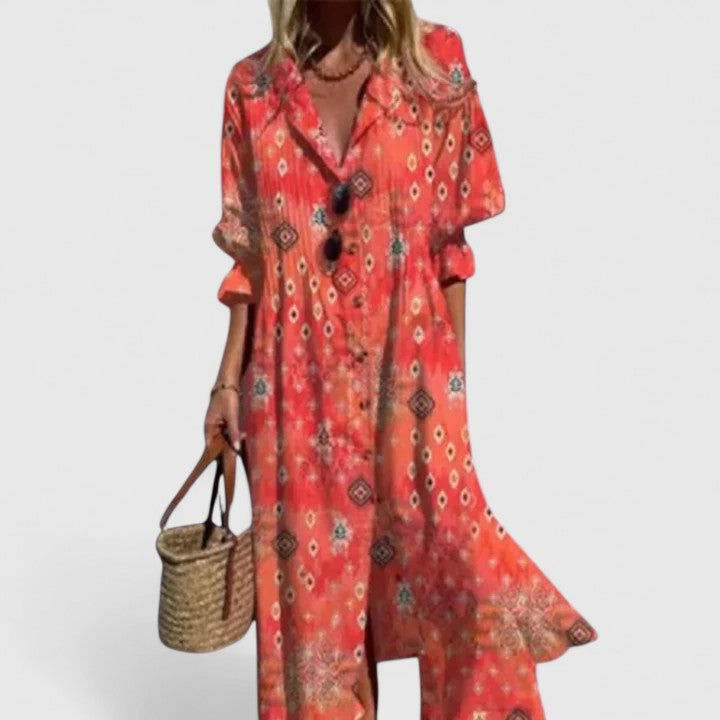 Lila | Bohemian Button Front Maxi Dress