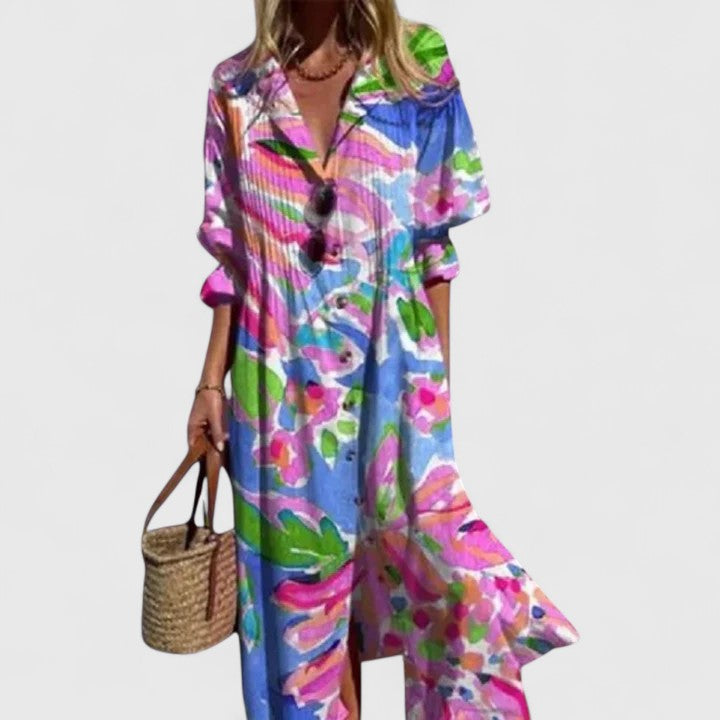 Lila | Bohemian Button Front Maxi Dress