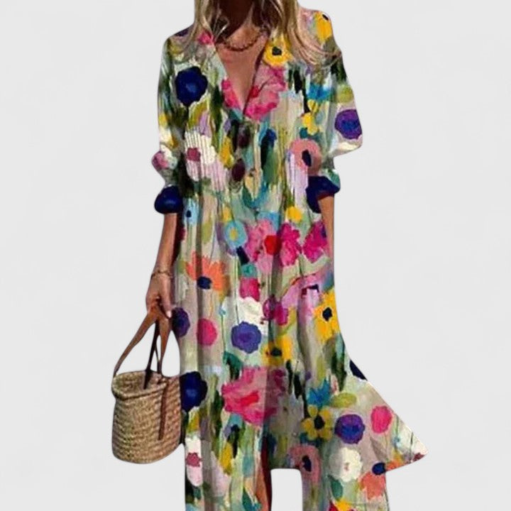 Lila | Bohemian Button Front Maxi Dress