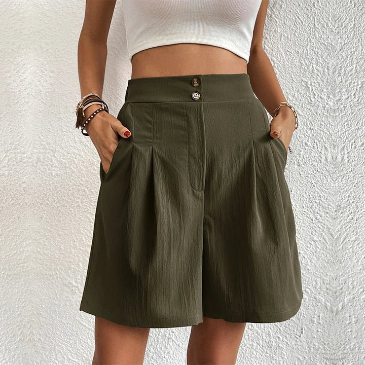 Lila | High Waist Pleated Shorts With Pockets