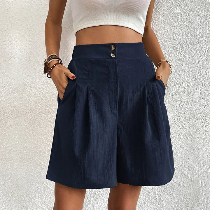 Lila | High Waist Pleated Shorts With Pockets