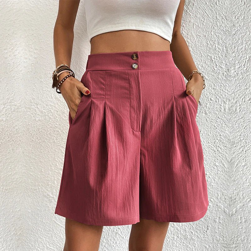 Lila | High Waist Pleated Shorts With Pockets