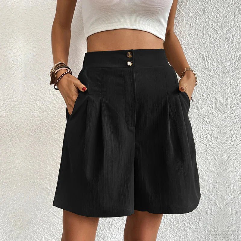 Lila | High Waist Pleated Shorts With Pockets