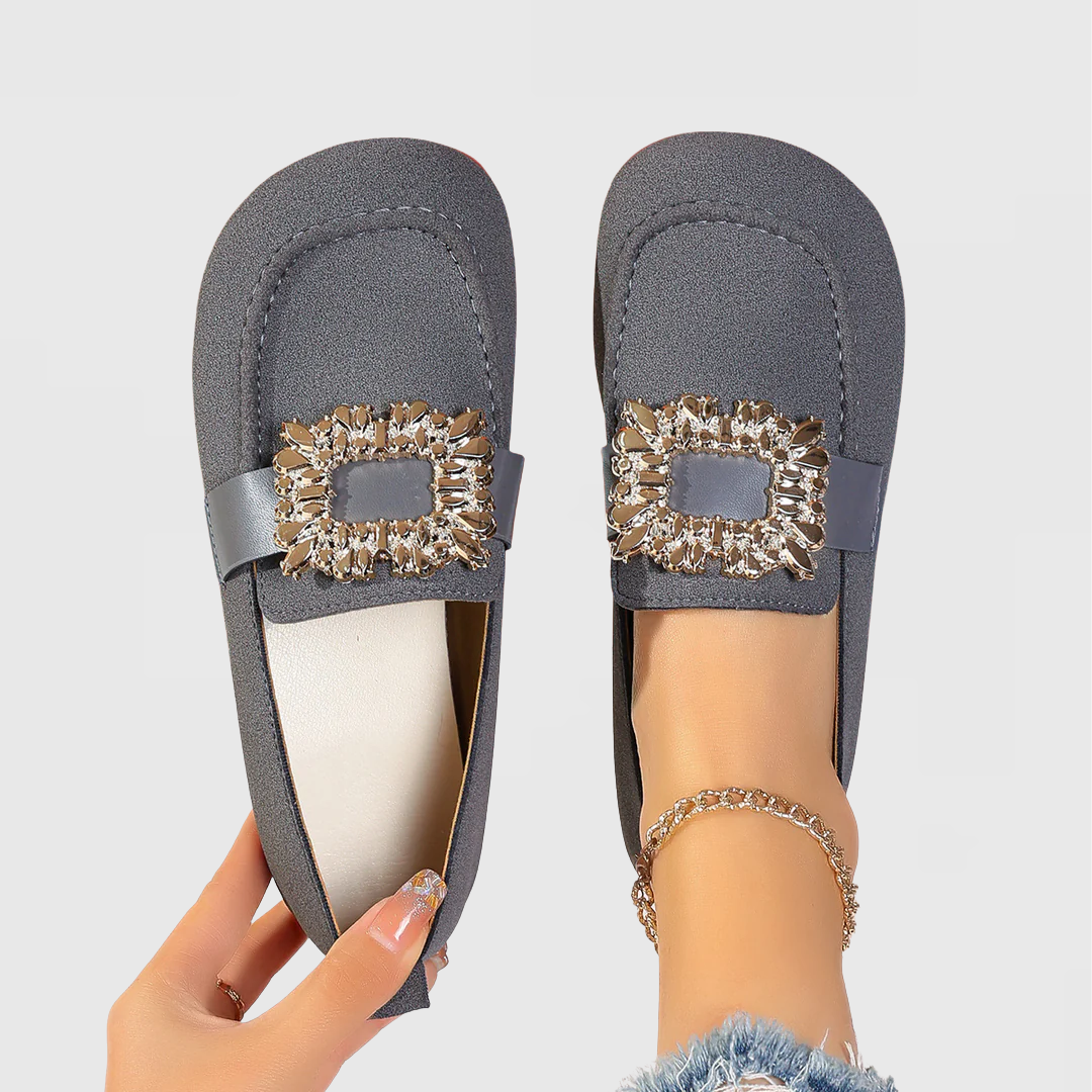 Lilia | Slip-On Loafers with Crystal Buckle