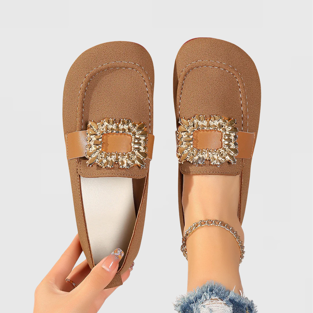 Lilia | Slip-On Loafers with Crystal Buckle