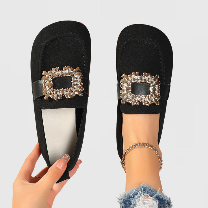 Lilia | Slip-On Loafers with Crystal Buckle