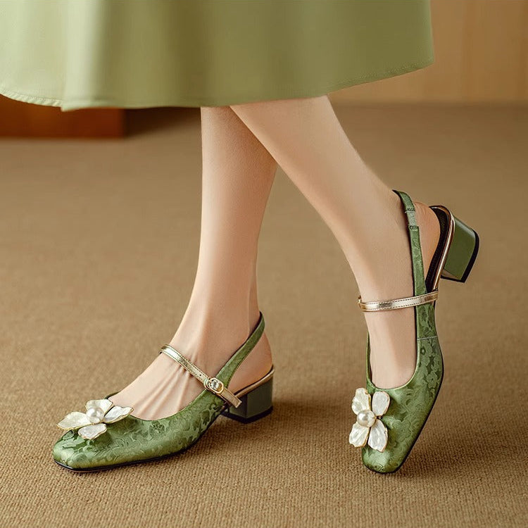 Lillian | Elegant Mary Jane Pumps with Floral Detail
