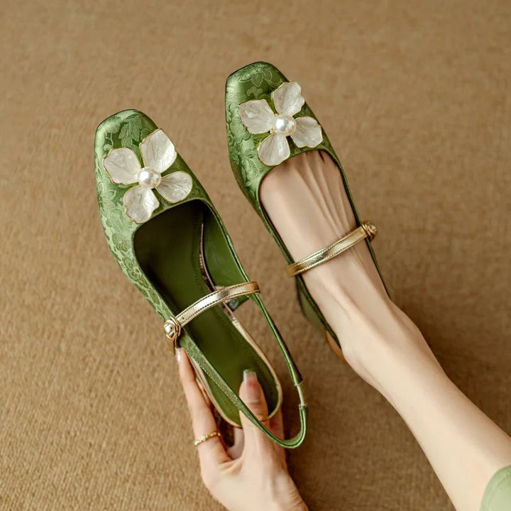 Lillian | Elegant Mary Jane Pumps with Floral Detail
