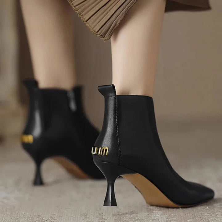 Liora | Pointed Toe Kitten Heel Ankle Boots