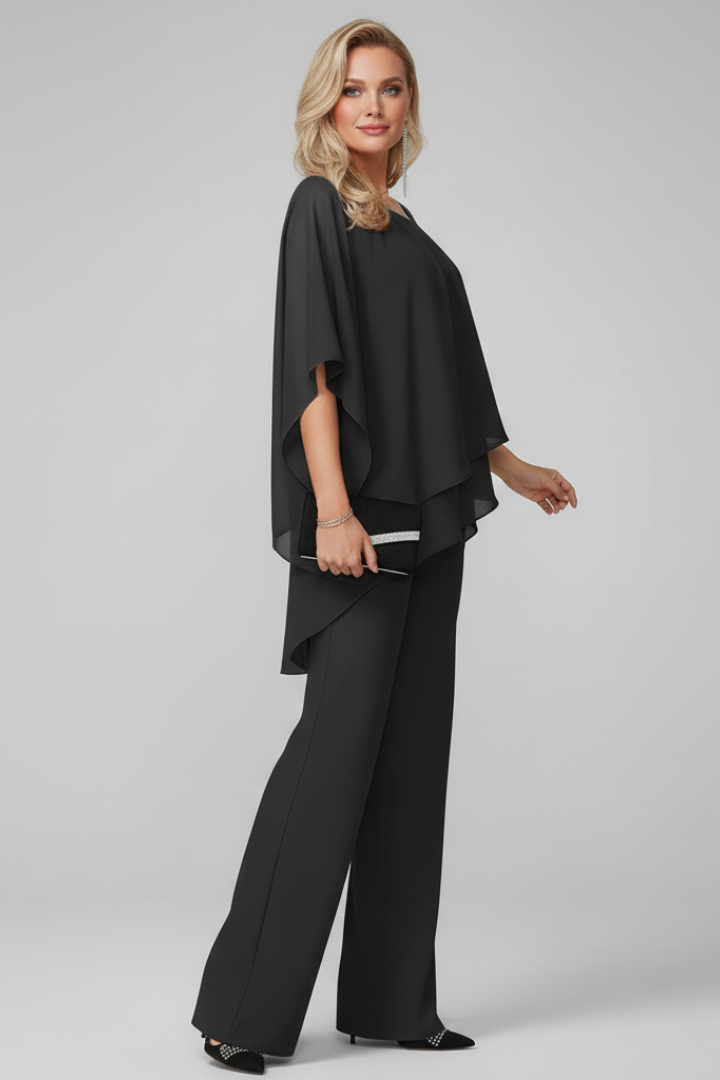 Lucienne | Off Shoulder Wide Leg Jumpsuit With Overlay