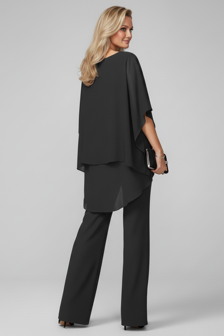 Lucienne | Off Shoulder Wide Leg Jumpsuit With Overlay