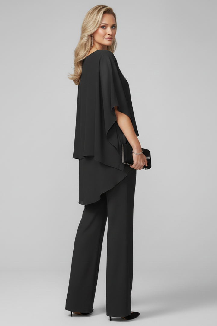 Lucienne | Off Shoulder Wide Leg Jumpsuit With Overlay