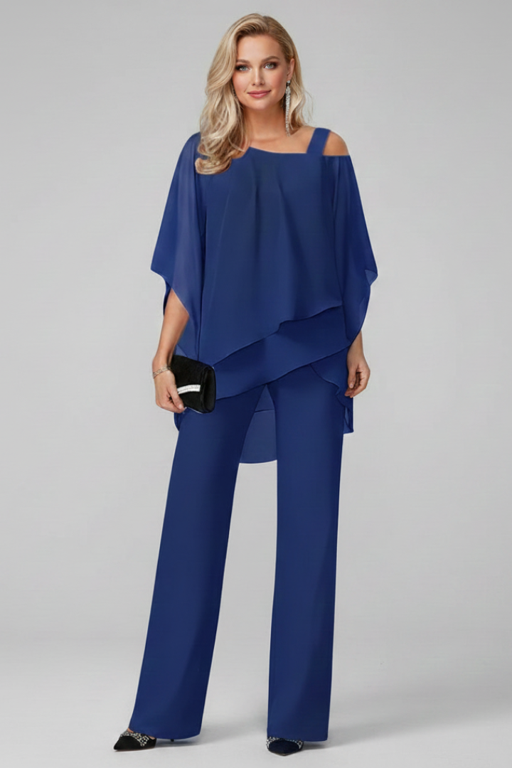 Lucienne | Off Shoulder Wide Leg Jumpsuit With Overlay